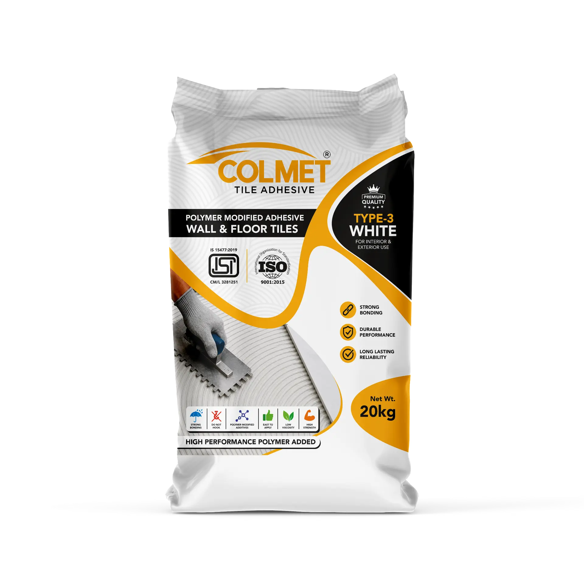 Colmet Tile Adhesive Type-3 White bag used for marble fixing